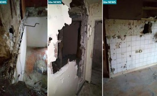 Montage de quatre captures d'écran d'ITV News le 22 novembre 2015, de l'appartement de Saint-Denis où étaient retranchés trois jihadistes