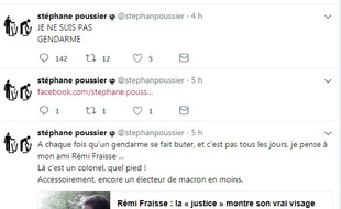 Capture d'écran du fil Twitter de Stéphane Poussier, ancien candidat FI dans le Calvados en 2017.