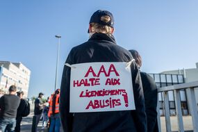 Lors d'une manifestation devant le site AAA de l'agglomération toulousaine.