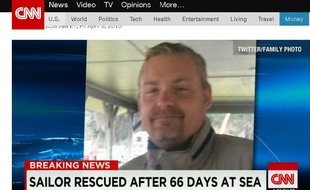 Capture d'écran d'unr eportage de CNN sur Louis Jordan, 37 ans, porté disparu depuis le 29 janvier, qui a été sauvé le 2 avril 2015.