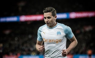 Florian Thauvin avec l'OM lors d'un match au Parc des Princes.