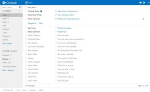La nouvelle version d'Outlook.com, qui remplace Hotmail, dévoilée le 31 juillet 2012 par Microsoft.