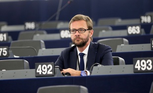 01 Juillet 2014 Strasbourg -Jerome Lavrilleux a pris place dans l'hemicycle du Parlement Europeen a Strasbourg