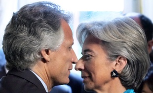 Dominique de Villepin et Christine Lagarde en mai 2006, lors d'une conférence de presse.