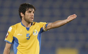 Juninhio (Al-Gharrafa) s’indigne lors d’un match du championnat de football du Qatar contre Al-Sailiya, le 5 octobre 2009 à Doha.