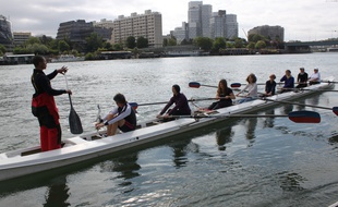 Démonstration d'aviron le 2 juin 2015 au parc de Saint-Cloud où évolue le club d'aviron de l'ACBB (Aviron club Boulogne-Billancourt).