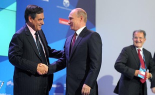 François Fillon et Vladimir Poutine à Moscou le 19 septembre 2013