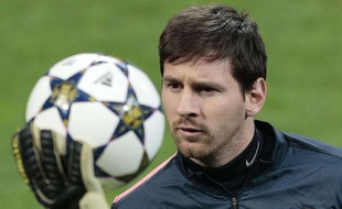 Le Barcelonais Lionel messi à l'entraînement, le 19 février 2013, à San Siro.