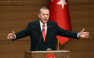La président turc Recep Tayyip Erdogan, dans son palais présidentiel à Ankara, le 19 octobre 2015