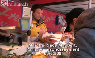 Les travailleurs du froid, place Maubert à Paris