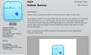 La description de l'app Indoor Survey d'Apple.