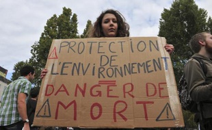 Une manifestante lors du rassemblement à Nantes, le 1er novembre, en à la mémoire de Rémi Fraisse, tué sur le site de construction du barrage de Sivens
