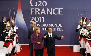 Angela Merkel et Nicolas Sarkozy à Cannes, le 2 novembre 2011, à la veille d'une réunion du G20.