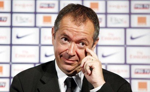 Le président du Paris Saint Germain, Robin Leproux, lors de sa présentation au Parc des Princes, le 31 juillet 2009.