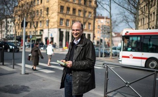Etienne Tête, candidat EELV aux municipales à Lyon, le 15 mars 2014
