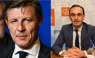 La maire sortant de Bordeaux, Nicolas Florian (LR), et le candidat LREM Thomas Cazenave.