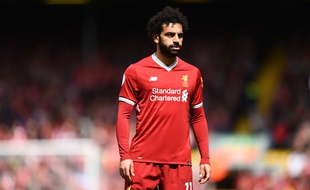 Mohamed Salah lors de Liverpool-Stoke City à Anfield, le 28 avril 2018.