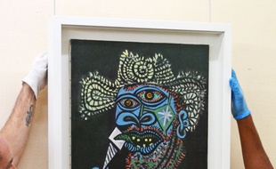 Le tableau de Picasso «Homme au chapeau de paille et au cornet de glace» est visible depuis le 25 septembre 2018, pour quatre mois, au musée Goya de Castres.
