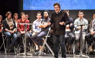 Le candidat de la France Insoumise était en meeting au Fémina à Bordeaux le 29 Novembre. //AMEZUGO_melenchon-9/Credit:UGO AMEZ/SIPA/1611301052