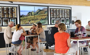 Le bateau fait un arrêt à la Maison des vins des côtes-de-Bourg pour une dégustation.