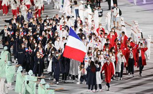 La délégation française lors de la cérémonie d'ouverture des JO de Tokyo.