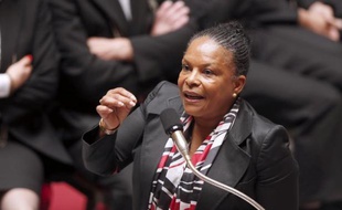 La ministre de la Justice Christiane Taubira le 3 juin 2014 à l'Assemblée nationale à Paris