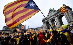 Manifestation d'indépendantistes catalans, le 7 décembre 2018 en Belgique.