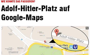 Le site bild.de a capturé l'erreur de Google maps sur le nom d'une place de Berlin, le 8 janvier 2014.
