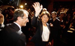 Martine Aubry lors de son premier meeting de campagne pour les primaires Socialistes en vue de l'élection Présidentielle. 7/09/11 Toulouse