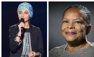 La chanteuse Mennel Ibtissem et Christiane Taubira.