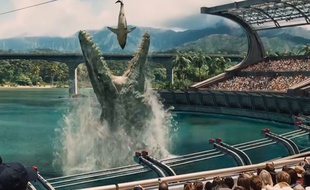 Capture d'écran d'un extrait de la bande annonce du film Jurassic World.