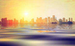 Une vision d'artiste de la ville de Miami (États-Unis) les pieds dans l’eau… Cette métropole est l’une plus exposées aux risques de submersion