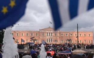 Manifestation pro-Europe, pour le oui au référendum, le 30 juin 2015 à Athènes