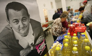 Un centre de distribution des Restos du cœur. Illustration.