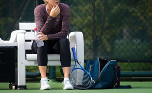 Maria Sharapova lors d'un entraînement à Tianjin, le 14 octobre 2017.
