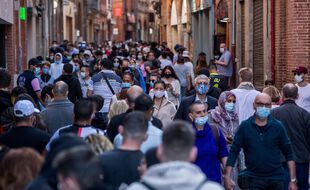 Dans le centre ville de Toulouse en période de crise sanitaire.