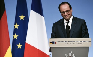 François Hollande lors de la conférence de presse, à l'issue d'un Conseil des ministres franco-allemand.