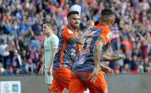 Damien Le Tallec exhulte au stade de la Mosson