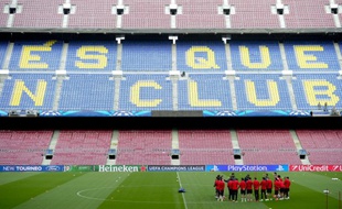 Le Camp Nou, stade du FC Barcelone, le 31 mars 2014 avant un match de Ligue des champions.