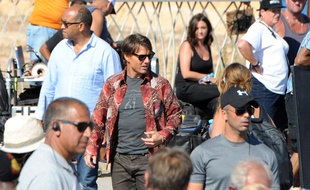 L'acteur américain Tom Cruise sur le tournage de «Mission: Impossible 5», au Maroc, le 25 septembre 2014.
