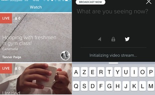 L'interface de l'application mobile Periscope.
