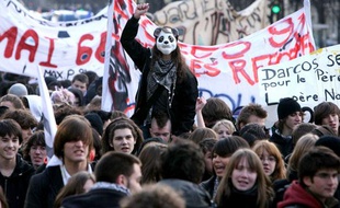 Manifestation de lycéens à Paris, le 15 janvier 2009.