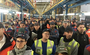Les salariés d'Alstom à Reichshoffen le 4 octobre 2019.