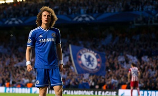 David Luiz lors de la demi-finale Chelsea-Atletico de Madrid, le 30 avril 2014, à Londres.
