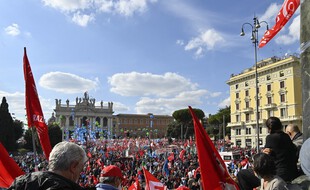 Lors de la grande manifestation antifasciste de Rome, le 16 octobre.