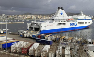 Un ferry de l'ex-SNCM, le 10 janvier 2016 à Ajaccio