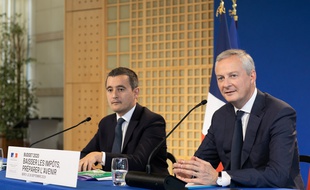 Le ministre de l'Economie et des Finances Bruno Le Maire et celui de l'Action et des Comptes Publics Gerald Darmanin présente le PLF2020, le 26 septembre 2019.
