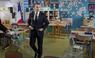 Emmanuel Macron lors de son interview sur TF1 le 12 avril 2018.