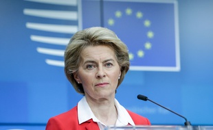La présidente de la Commission européenne Ursula von der Leyen à Bruxelles, le 17 mars 2020.