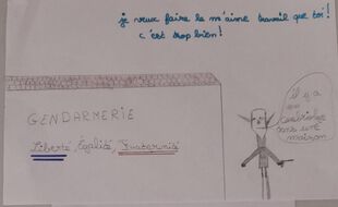 L'un des dessins adressés aux gendarmes de Limogne-en-Quercy.